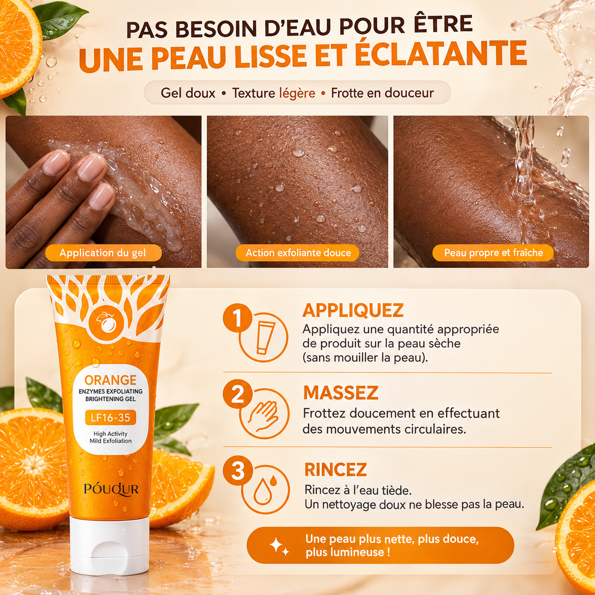 Orange Glow™ – Gel Exfoliant pour une Peau Lisse & Éclatante