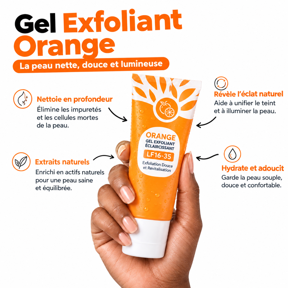 Orange Glow™ – Gel Exfoliant pour une Peau Lisse & Éclatante